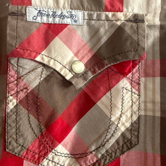 TRUE RELIGION | Y2K Vintage Western Style Plaid Pearl Snap Shirt | Medium - Picture 3 of 7